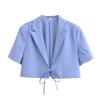 Весна Новая Универсальная Мода V-образный вырез Короткий рукав с подплечниками Декорация бантом Короткие блейзеры 8338711