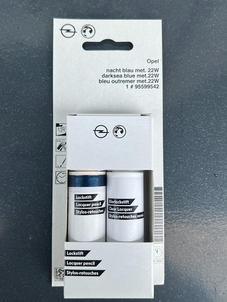 Original OPEL Touch-Up Paint 22W (Z22W): Car Paint + Clearcoat 2x12ml
