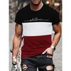 Casual Color Block Crew Neck T-Shirt for Men Slight Stretch 3D Digital Print Tee - Summer Short Sleeve Fashion Street Top for Sports Fitness