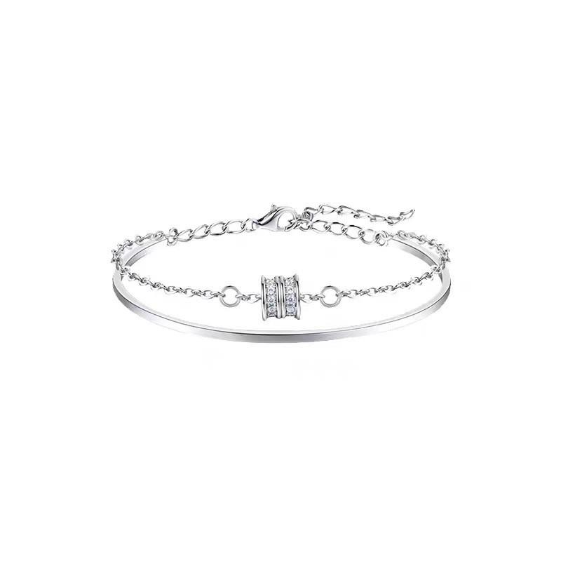 Modern Geometric Silver Bracelet For Women Highend Fashionable Jewelry
