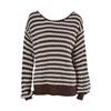 Winter Women's Oversized Long Sleeve Striped Sweater Casual Crewneck Side Split Tunic Pullover Jumper Knit Tops