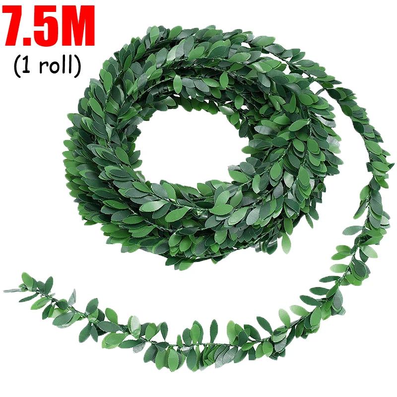 7.5/30М Искусственное растение плющ Зеленый лист Лоза Железная проволока Глициния Гирлянда Сделай сам Поддельные листья Лиана Подвесные листья Домашний Садовый Декор