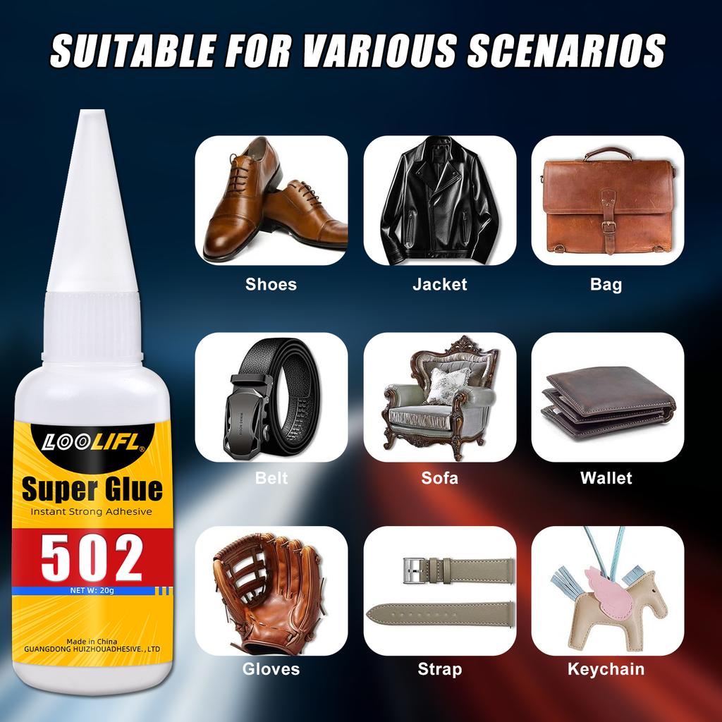 LOOIFL 502 Super Glue Quickdrying Strong Cyanoacrylate Glue is used for diy handicraft repair of metal,wood,leather and ceramics