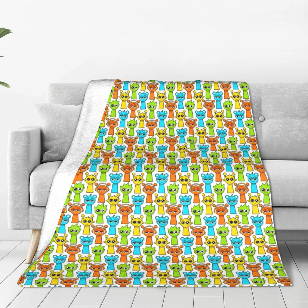 Cartoon Sprunki Game Blanket Flannel Autumn/Winter Breathable Ultra-Soft Throw Blankets for Home Office Plush Thin Quilt,