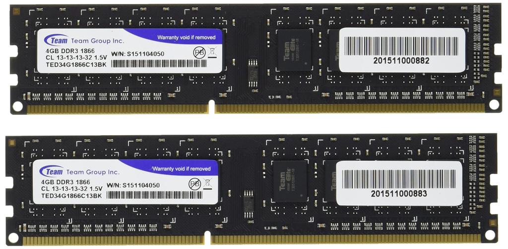 Team Memory 240pin DDR3 1866MHz 4GBx2 Disc Memory TED38G1866C13DC Lo-DIMM