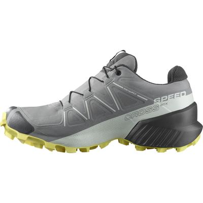 Женские кроссовки для трейлраннинга Salomon SPEEDCROSS GORE-TEX, цвет Sharkskin/Clearly Aqua/Sunny Lime, размер 22.0 см