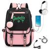 KATSEYE Backpack USB Charging Port Student Bookbag Travel Daypack Fashion Casual Laptop Compatible Large Capacity Water-Resistant 60123-12
