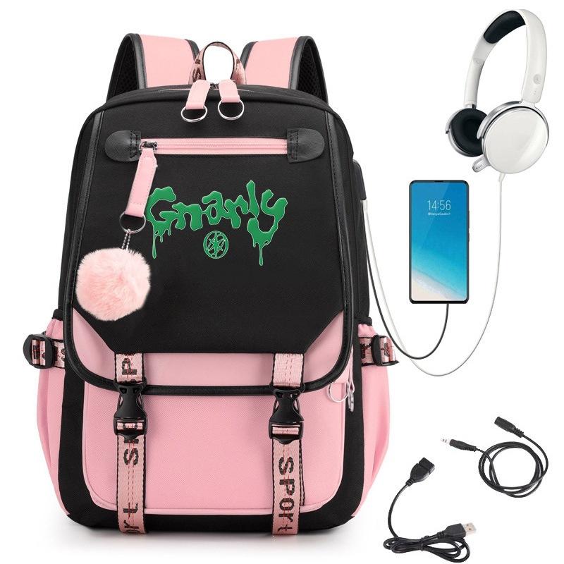 KATSEYE Backpack USB Charging Port Student Bookbag Travel Daypack Fashion Casual Laptop Compatible Large Capacity Water-Resistant 60123-12