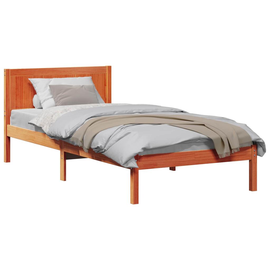 Brown Bed Frame 90 x 190 cm Solid Pine Wood