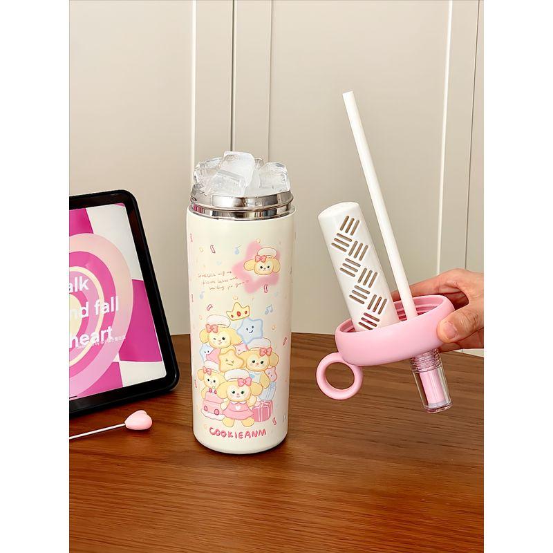 Large Capacity Thermos Cup Cute Girl Good-looking Summer Vacuum Cup Ice-Keeping Drinking Straw Cup 2025 New Arrival