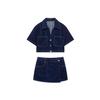 2025 Early Spring European & American Women's Versatile Denim Shirt & A-line Skort Set