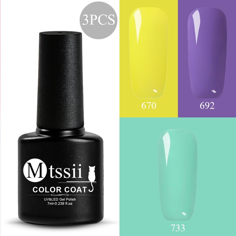 Mtssii 7ml Semi Permanent 3D Soak Off UV Gel Polish Set for Manicure Hybrid Nail Art Decoration