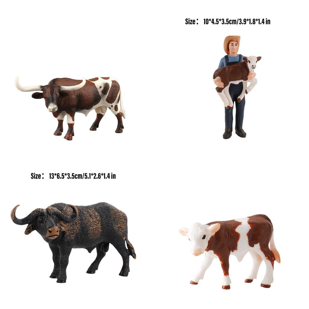 Educational Toy Animal Model Simulation Farm Animal Figures Kid's Gift Plastic Material Cow Category 14x8cm Size