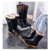 Men's Waterproof Non-Slip Rain Boots - High-Top Rubber Shoes with Velvet Lining, Acid and Alkali Resistant.