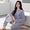 Пижама из флиса Island Женская Весенне-осенняя Утолщенный флис Коралловый флис Повседневная Можно носить на улице Домашняя одежда Осенне-зимний Тонкий флисовый костюм