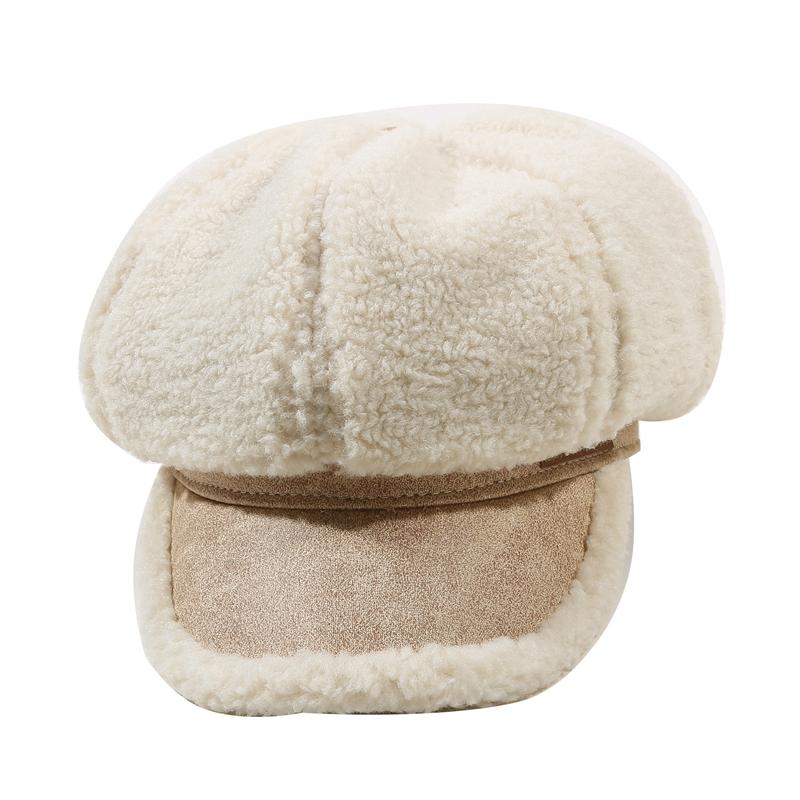 Autumn And Winter Women's Thick Octagonal Hat With Added Velvet Winter Warm Duckbill Cap Casual Sboy Hat