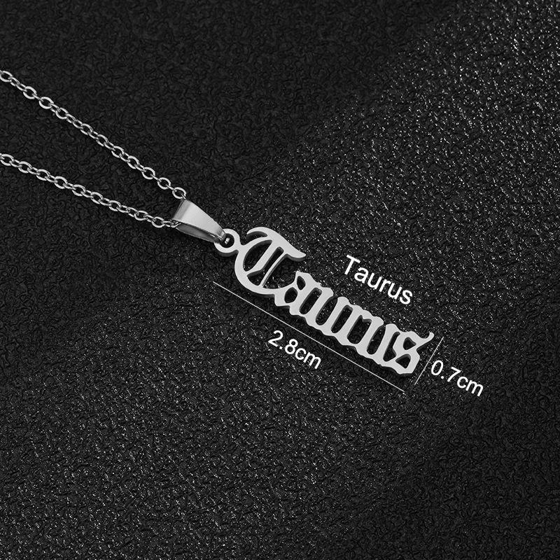 Twelve Constellation Stainless Steel English Letter Necklace - Unisex Titanium Pendant Chain