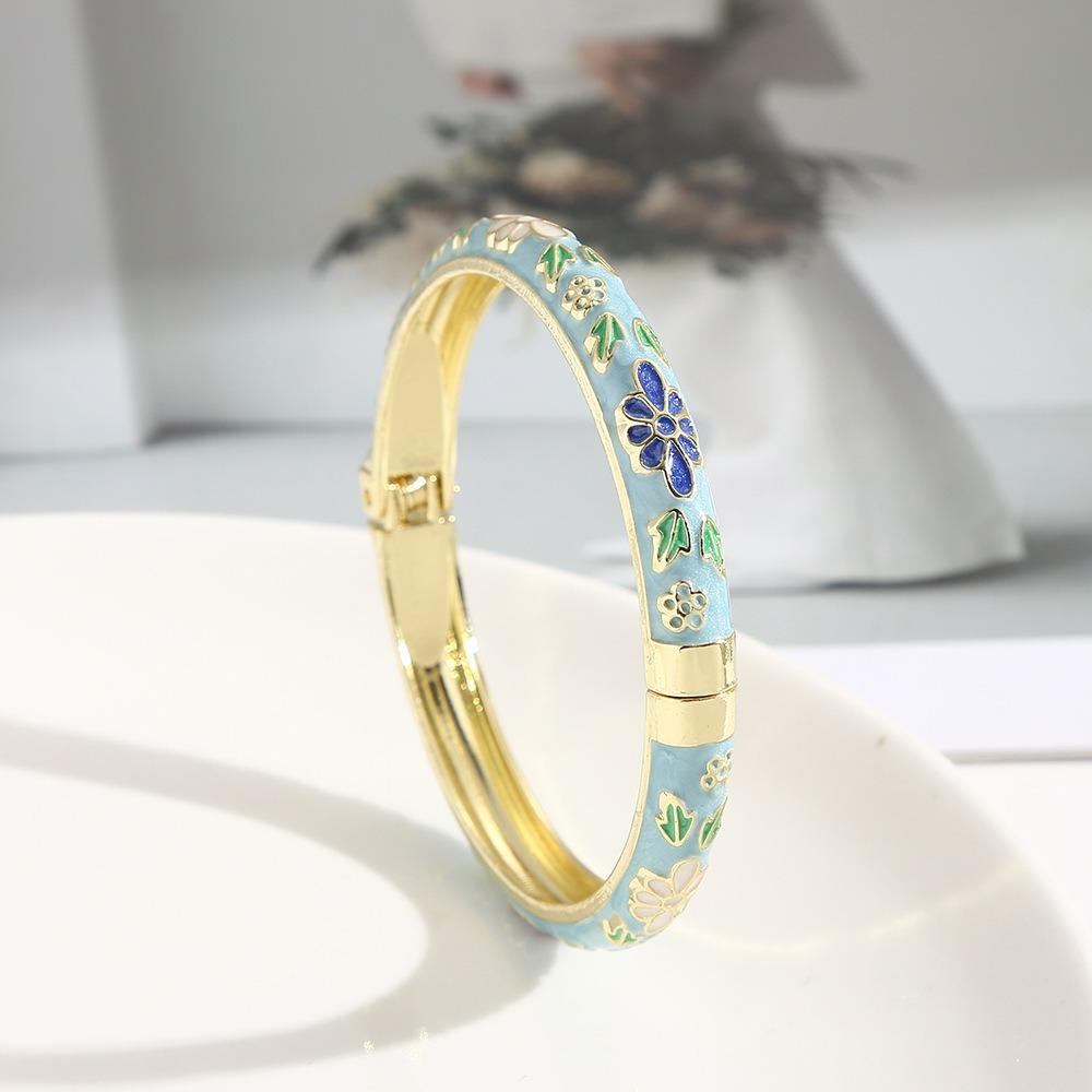 Zinc Zinc Alloy Material Enamel Bracelet Ethnic Floral Motifs Cloisonne Bracelet Gift Giving
