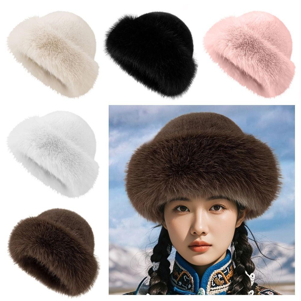 Wool Winter Hat Imitation Mink Hair Bucket Hat New Ear Protection Cap