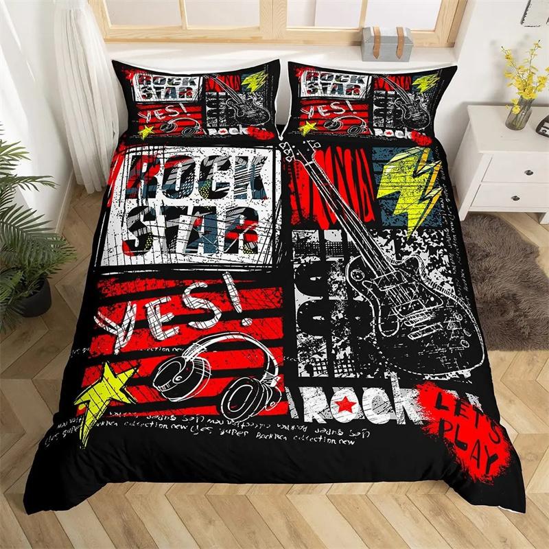 Hippie Graffiti King Queen Duvet Cover Hip Hop Bedding Collection For Kids Teens Adults Wall Urban Street Art Polyester Quilt Cover