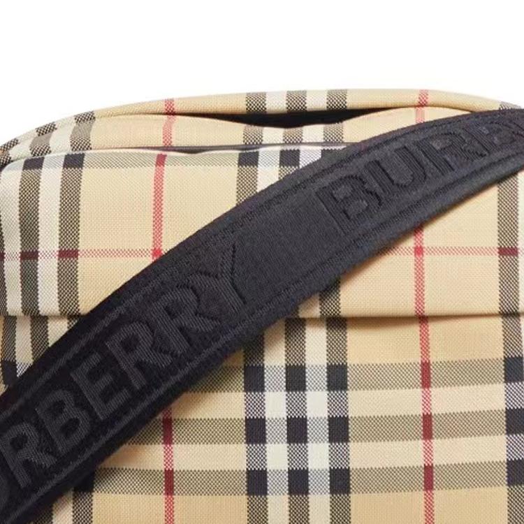 Burberry Adjustable Shoulder Strap Check Nylon Crossbody Bag Men bags Beige 8084111