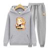 Anime Demon Slayer Printing Hoodies+Pants Two Piece Set Womens Hoodies Tracksuits Jogger Pants Thick Warm Clothes