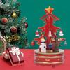 Wooden Christmas Tree Music Box Rotating Music Box Holiday Desktop Figurine for Living Room Bedroom Party Decoration
