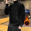 Imitation Mink Fur Sweatwear Mens Anti-pilling High Quality Knitted Turtleneck Sweater Slim Fit Long Sleeve Pullover Solid Color Trend Men Clothing