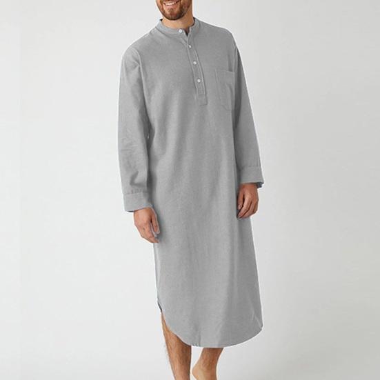 Мужская пижамная рубашка с длинным рукавом, однотонная универсальная ночная рубашка, повседневная одежда, дизайнерская рубашка с пуговицами, мужская поставка