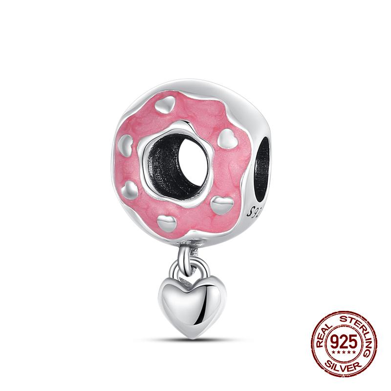 Real 925 Sterling Silver Chocolate Pizza Cake Fries Food Charms Beads Fit 925 Original Bracelets DIY Cute Jewelry Gifts