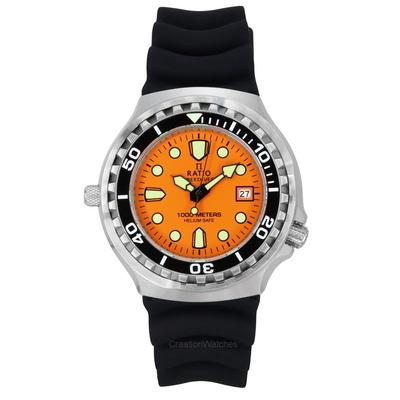 FreeDiver Версия 02 Helium Safe 1000M Сапфировый кварцевый оранжевый циферблат 1038EF102V-ORG-V02 Мужские часы