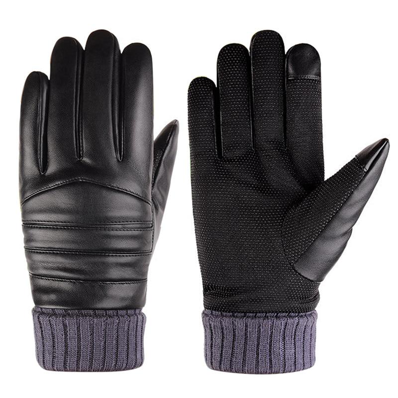 Мужские водонепроницаемые перчатки из искусственной кожи и меха