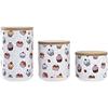 Lot De 3 Bocaux - DKD Home Decor - Grès Et Bambou - Multicolore - Blanc - Standard