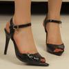 Women Sandals Summer New Fashion Fish Mouth Sandals Pumps Buckle Strap Stilettos Ladies Sexy Closed Toe Sandals High Heels Women