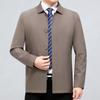 High-end Men's Mulberry Silk Jacket, Middle-aged Business Casual Spring and Autumn Lapel Jacket, High-end Dad Button Jacket