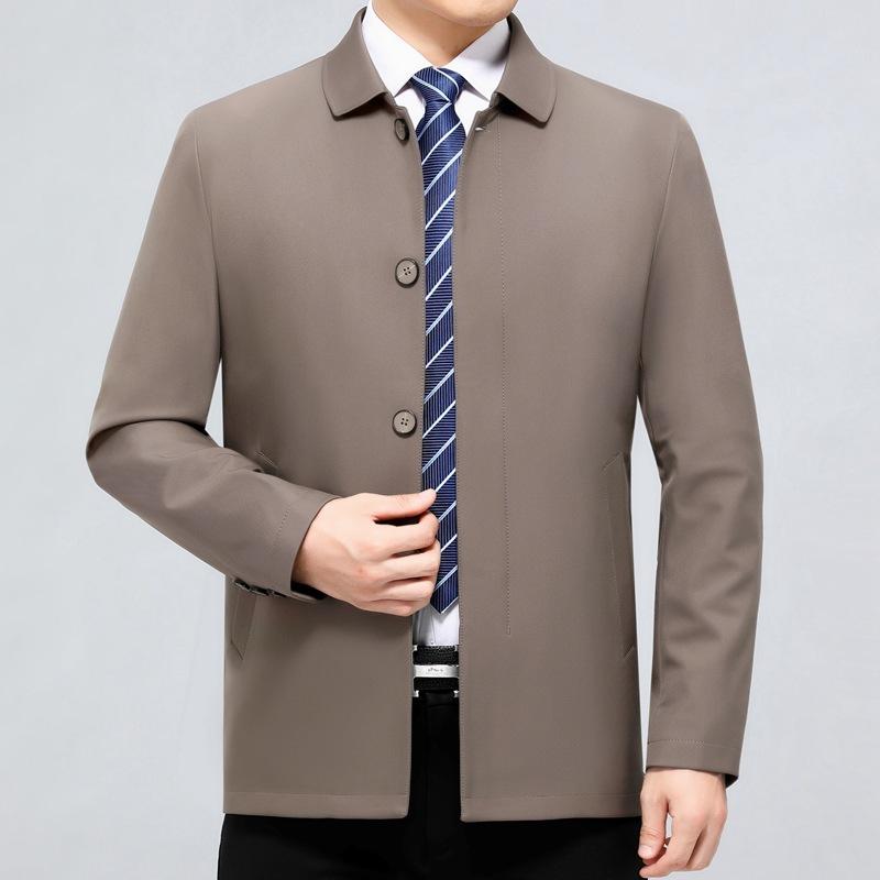 Высококачественный мужской пиджак из шелка тутового шелкопряда, деловой повседневный пиджак с лацканами для среднего возраста на весну и осень, высококачественный пиджак для папы на пуговицах
