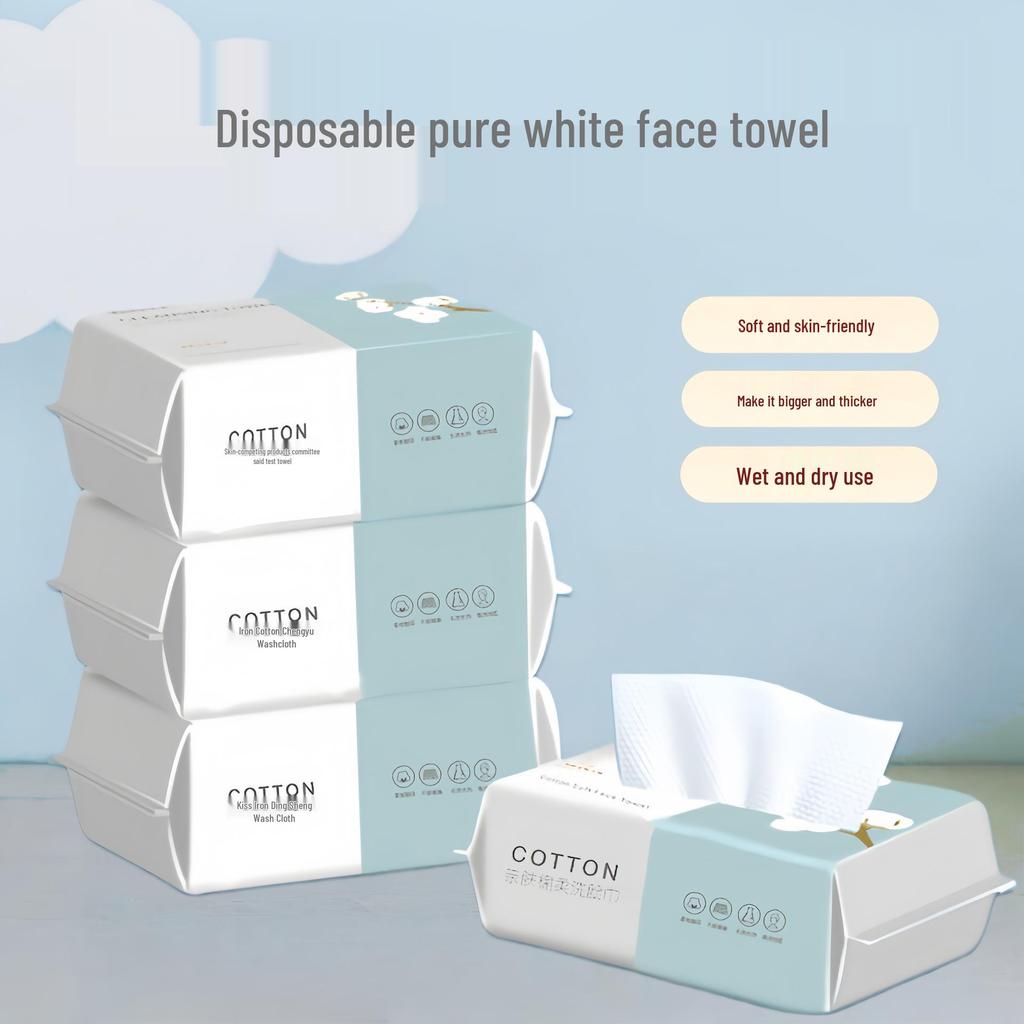 Утолщенные одноразовые полотенца двойного назначения для умывания лица, рук – Мягкие, Увеличенные, Чисто-белые, Сухие и Влажные