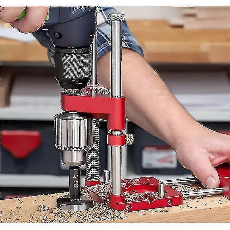 Drill Locator Portable Drill Jig Guide Precise Drill Locator Steel Carpenter Woodworking Tool Model: Black - DD