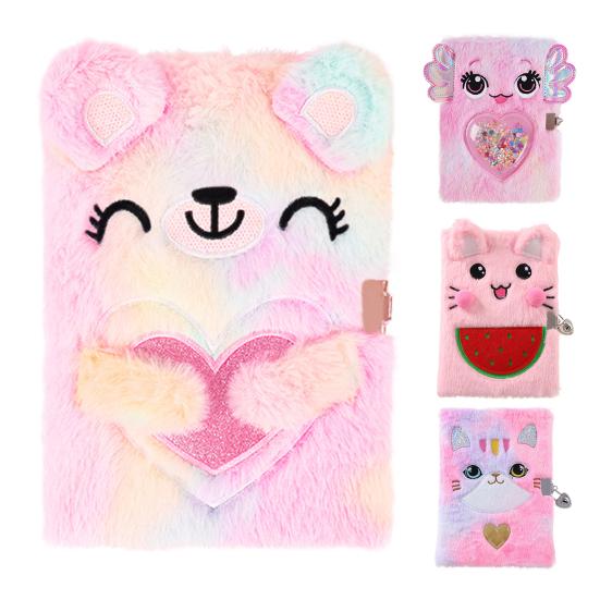 Дневник для девочек, размер А5, плюшевый блокнот с замками, 80 листов, бумажный журнал, блокнот для письма, блокнот для рисования, подарочный набор для детей на день рождения