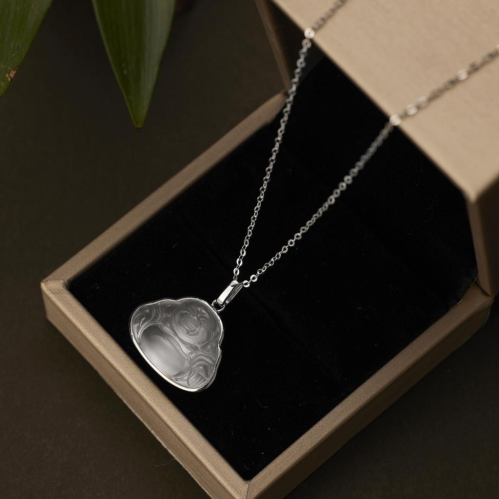 Ожерелье с подвеской в виде Будды Гонга из стерлингового серебра 925 пробы с кварцитом и нефритом, женская цепочка на ключицу, модные украшения