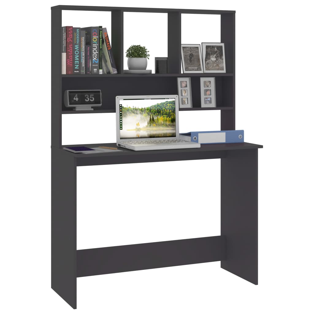 Desk with Shelves Grey 110 x 45 x 157 cm Particleboard