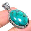 Подвеска из чистого серебра 925 пробы с натуральным тибетским бирюзовым камнем 1,58 дюйма v8Q56