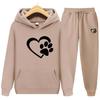 Спортивный костюм, комплект из 2 предметов, толстовки с длинными рукавами и следами медвежонка для мужчин и женщин, пуловер с капюшоном, толстовка с принтом сердца, верхняя куртка, пальто