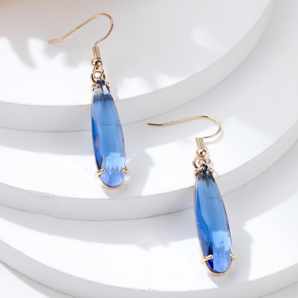 Новые морские синие овальные большие капли воды женские ушные крючки для дня рождения, свадьбы, роскошные креативные украшения