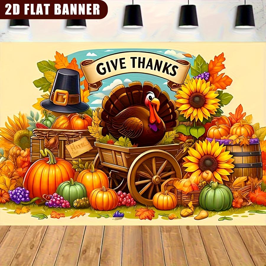 2D plane 1 2D banner Happy and colorful autumn harvest design theme Thanksgiving banner poster.PMJ