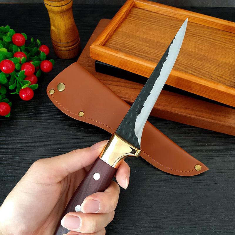 Нож для обвалки Кливер Кухонный нож из нержавеющей стали Нож для нарезки с чехлом для ножа