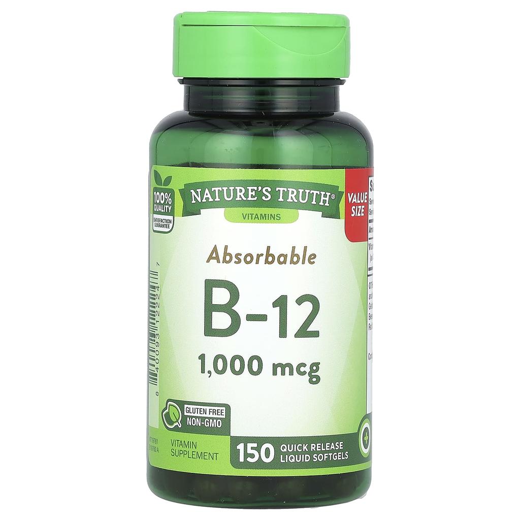 Nature'S Truth, Absorbable B-12, 1,000Mcg, 150 Liquid Softgels