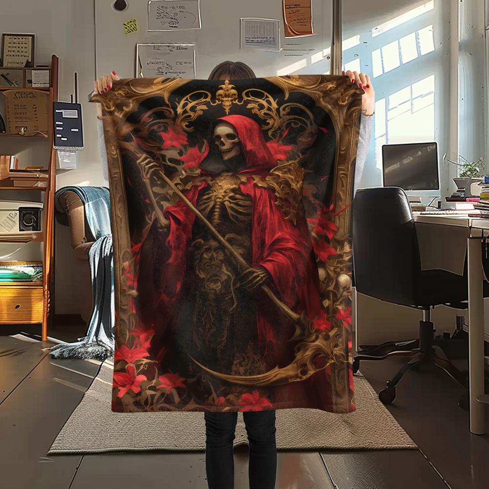 skeleton Print Flannel Blanket,High quality Comfortable for All Seasons,Home Decor,Warmth and Comfort,Perfect for Christmas Gifts