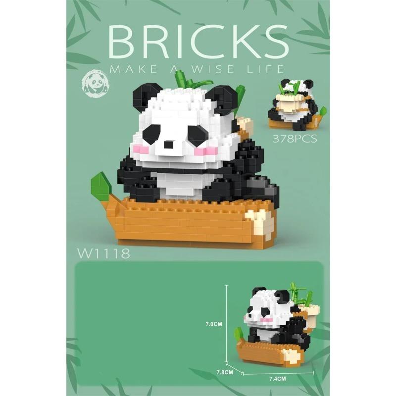 Набор для строительства «Панда из бамбука», милые китайские наборы строительных блоков «Панда», обучающие игрушки для самостоятельной сборки, кирпичи, мини-модели животных
