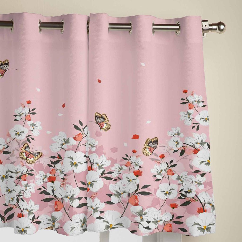 Розовый цветок растение бабочка новые оконные шторы для гостиной кухни Крытый декор оконные занавески подзоры
